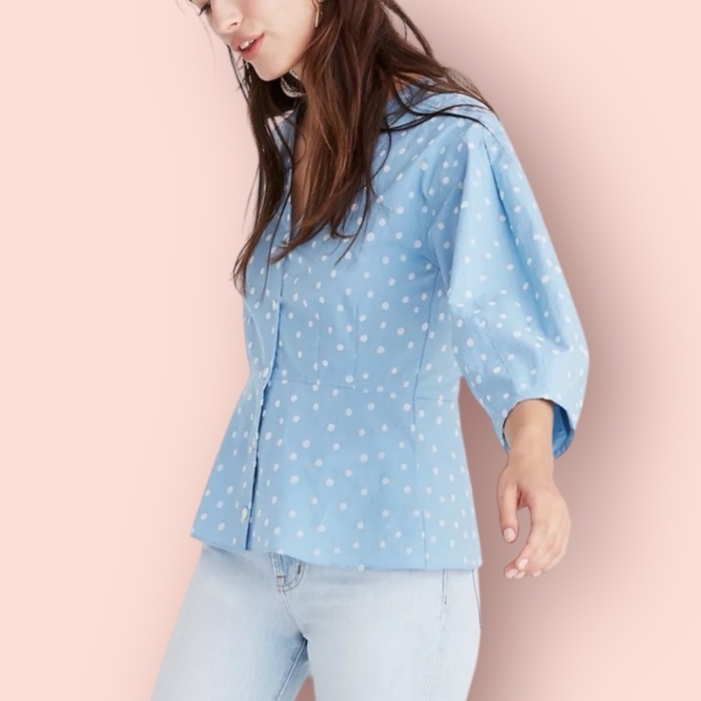 MADEWELL Florentine Polka Dot Peplum Top